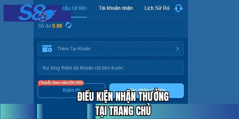 Điều kiện nhận thưởng tại trang chủ